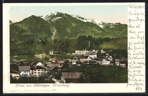 AK Thüringen /Vorarlberg, Teilansicht aus der Vogelschau