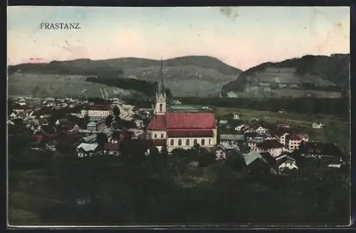 AK Frastanz, Teilansicht des Ortes mit Kirche und Umgebung