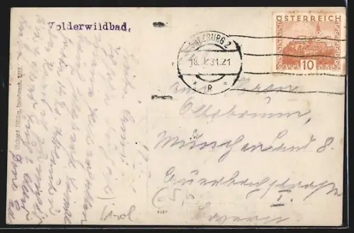 AK Volderwildbad, Blick auf einen Hof mit Gebirgspanorama