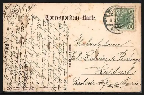 AK Neuschönau bei Steyr, Flusspartie mit St. Ulrich