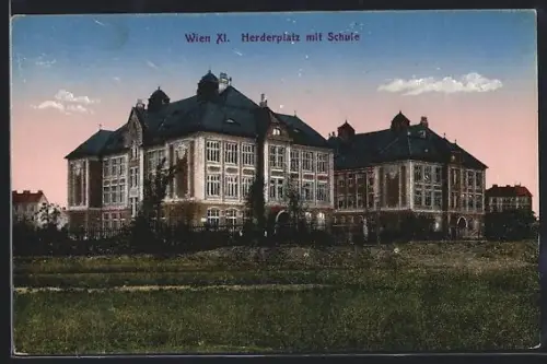 AK Wien, Herderplatz mit Schule