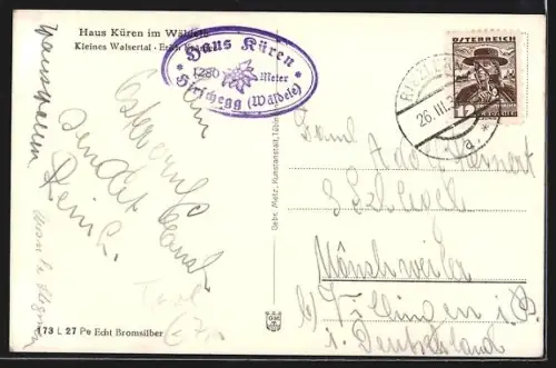 AK Riezlern im Kleinen Walsetal, Haus Küren, Panorama mit Mittelberg, Hahnenköpfle und Widderstein