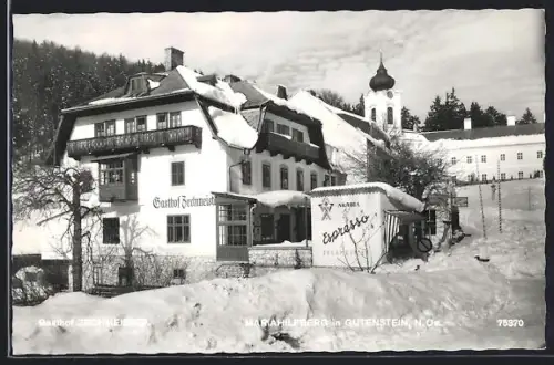 AK Gutenstein /N.-Oe., Mariahilfberg, Gasthof Zechmeister im Winter
