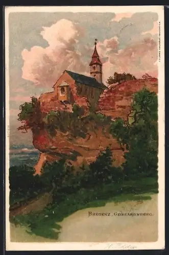 Künstler-AK Carl Biese: Bregenz, Gebhardtsberg mit Kirche