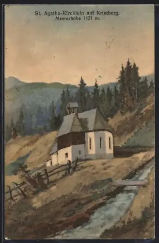 Künstler-AK Kristberg, St. Agatha-Kirchlein