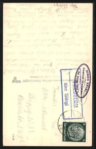 AK Niederau b. Wörgl, Gesamtansicht des Ortes mit Gebirgspanorama