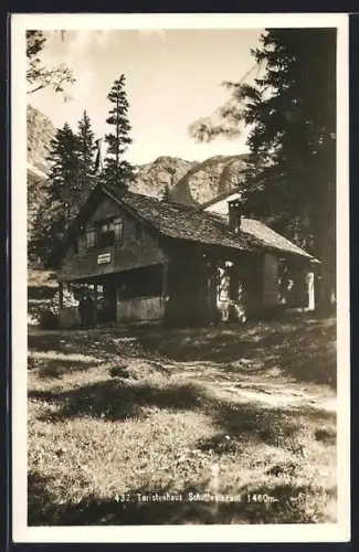 AK Bludenz, Touristenhaus Schattenlagant, Ansicht mit Bergpanorama