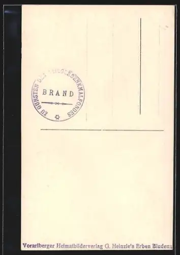 AK Brand, Kriegerdenkmal mit Gebirgspanorama