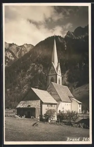 AK Brand, Kirche mit Bergpanorama
