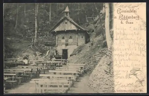 AK Eggenberg b. Graz, Einsiedelei mit Gästen