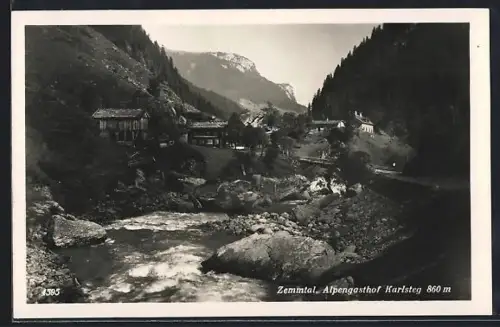 AK Ginzling, Alpengasthof Karlsteg im Zemmtal