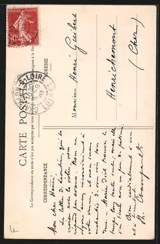 AK Châtillon-sur-Loire, L`Abreuvoir avec des vaches et un chemin bordé d`arbres