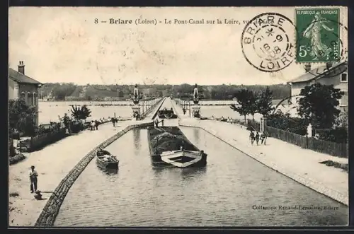 AK Briare /Loiret, Le Pont-Canal sur la Loire, vue vers le nord