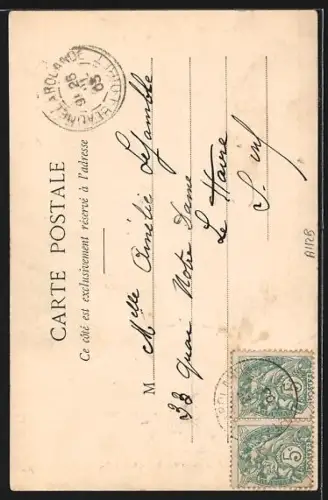 AK Beaune-la-Rolande, Rue de l`Église avec clocher imposant