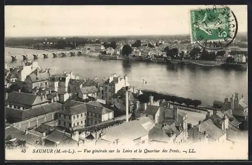 AK Saumur /M.-et-L., Vue générale sur la Loire et le Quartier des Ponts