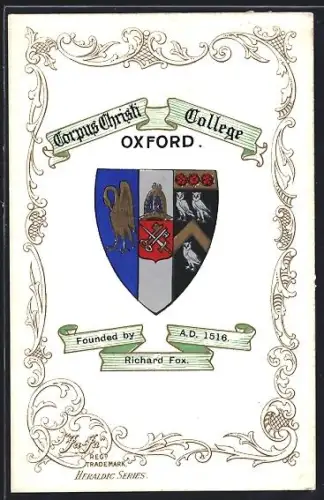 AK Oxford, Corpus Christi College, Studentenwappen, Ornamente