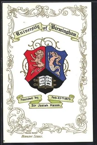 AK Birmingham, University, Studentenwappen, Ornamente