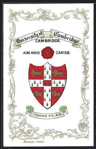 AK Cambridge, University, Alma Mater Cantab, Rose, Studentenwappen, Ornamente