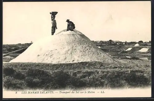AK Männer arbeiten im Salzabbau unter freiem Himmel