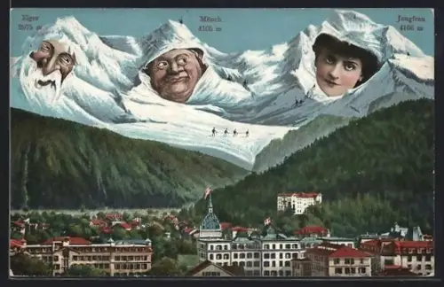 AK Eiger, Mönch und Jungfrau, Berg mit Gesicht / Berggesichter