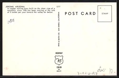 AK Jerome, AZ, General View of of the moving mining town