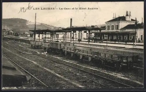 AK Les Laumes, La Gare et le Mont Auxois, Bahnhof