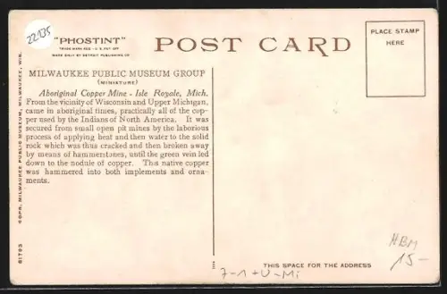 AK Isle Royale, MI, Aboriginal Copper Mine