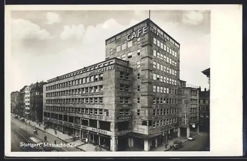 AK Stuttgart, Mittnacht-Bau mit Cafè Schwörer
