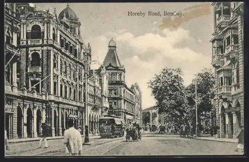 AK Bombay, Hornby Road, Strassenbahn