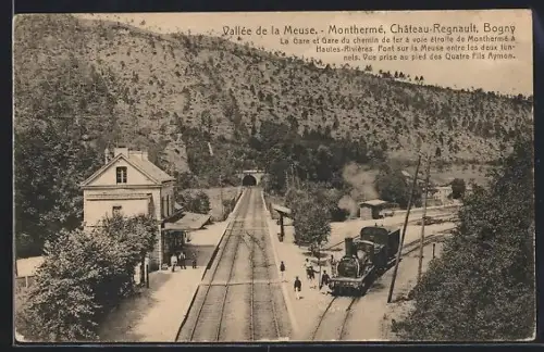 AK Château-Regnault-Bogny, Vallée de la Meuse, Monthermé, La Gare, Bahnhof