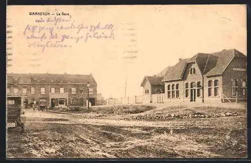 AK Warneton, La Gare, Bahnhof
