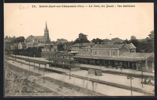 AK Saint-Just-en-Chaussée /Oise, La Gare, les Quais, Vue Intérieure, Bahnhof