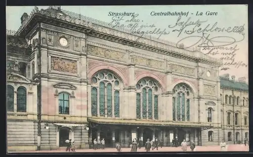 AK Strassburg, Centralbahnhof, Frontansicht