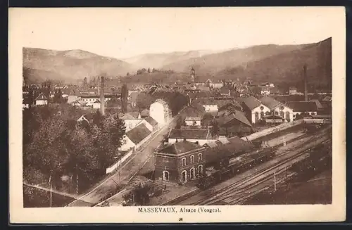 AK Massevaux /Alsace, Vue generale avec la gare
