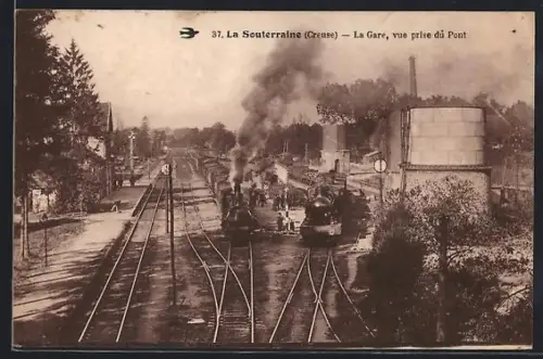 AK La Souterraine /Creuse, La Gare, vue prise du Pont