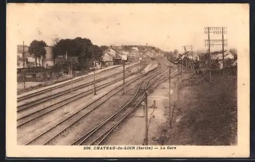 AK Chateau-du-Loir, La Gare, Panorama