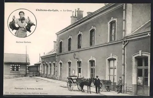 AK Chateau-du-Loir, La Gare, Costume Sarthois