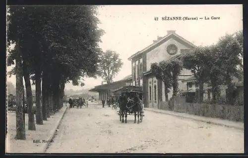AK Sézanne /Marne, La Gare
