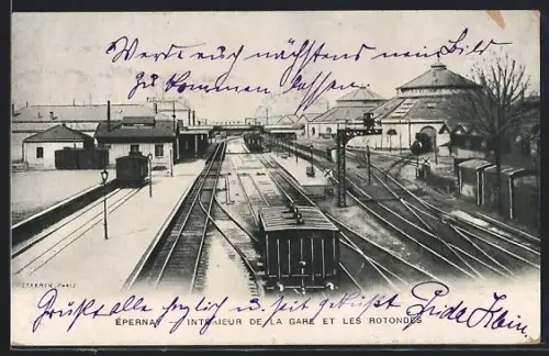 AK Épernay, Interieur de la gare et les rotondes