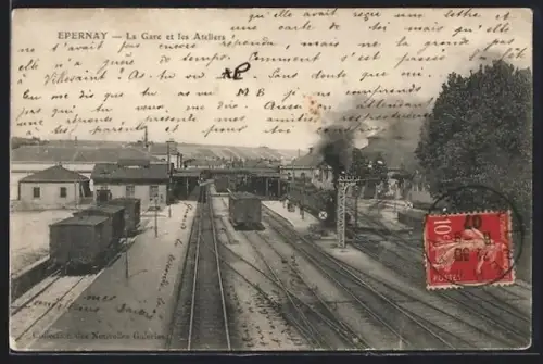 AK Épernay, La Gare et les Ateliers