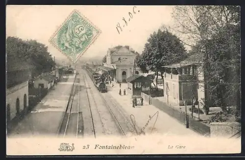 AK Fontainebleau, La Gare, Lok