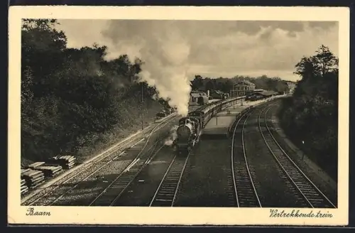 AK Baarn, Vertrekkende trein, Bahnhof mit Eisenbahn