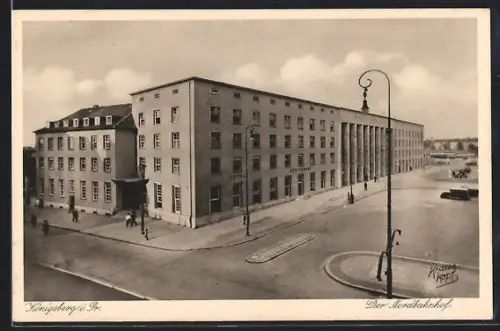 AK Königsberg i. Pr., Nordbahnhof mit Strassenpartie