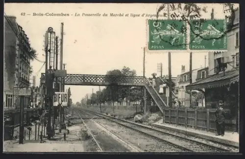 AK Bois-Colombes, La Passerelle du Marché et ligne d`Argenteuil