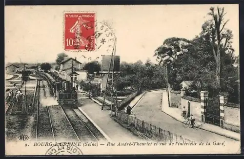 AK Bourg-La-Reine /Seine, Rue André-Theuriet et vue de l`intérieur de la Gare