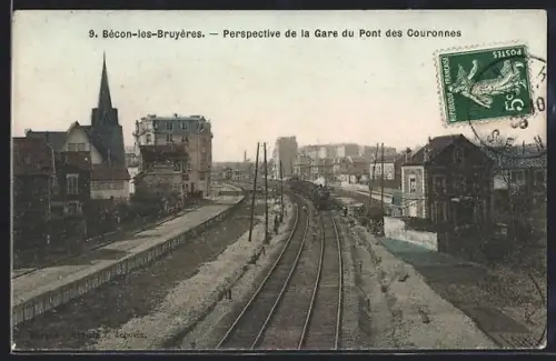 AK Becon-les-Bruyeres, Perspective de la Gare du Pont des Couronnes