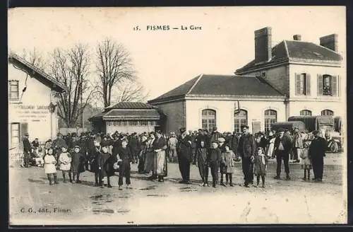 AK Fismes, La Gare mit Anwohnern