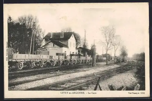 AK Givry-en-Argonne, La Gare, Bahnhof