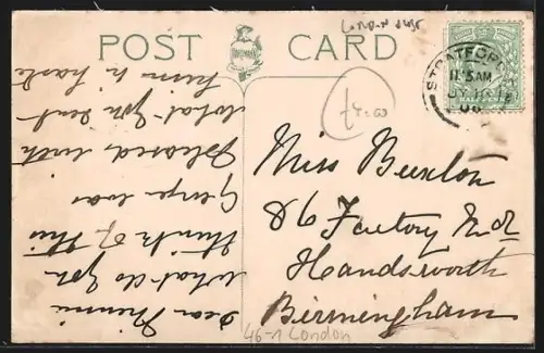 AK London, Stratford, Broadway with tramway, Strassenbahn