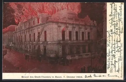 AK Basel, Brand des Stadt-Theaters in Basel 1904
